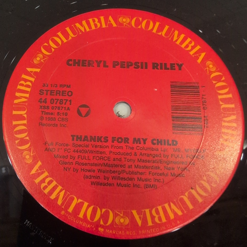Cheryl Pepsii Riley Thanks For My Child 12" Vinyl Single 1988 Columbia 44 07871 - Picture 4 of 6